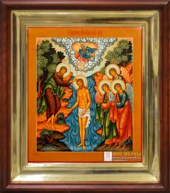 Рукописная икона Крещение Господне 5 (Размер 27*31 см)