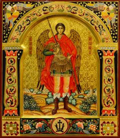 Рукописная икона Архангел Михаил 31 (Размер 27х31 см)